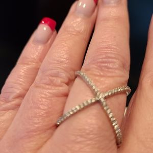 Criss Cross Cubic Zirconia Sterling Silver Ring!